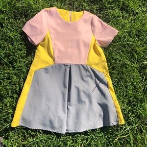 Color Block 90’s Mini Dress With Pockets - Size M